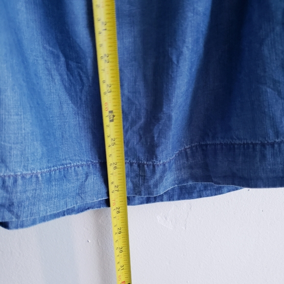 Anthro Cloth & Stone Chambray Off Shoulder mini Dress Small tencel Lyocell - Picture 6 of 7